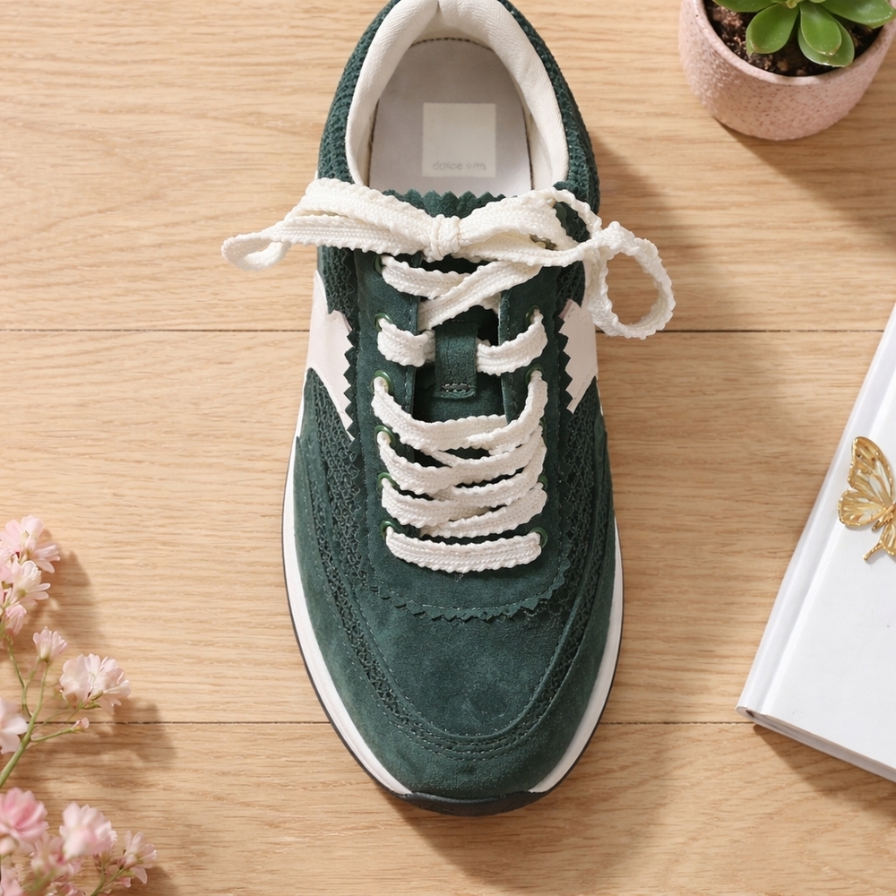 Doice Vita Green Suede & Mesh Lace-Up Sneakers - Picture 3 of 3